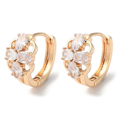 Rack Plating Brass Micro Pave Cubic Zirconia Hoop Earrings EJEW-P238-20KCG-1