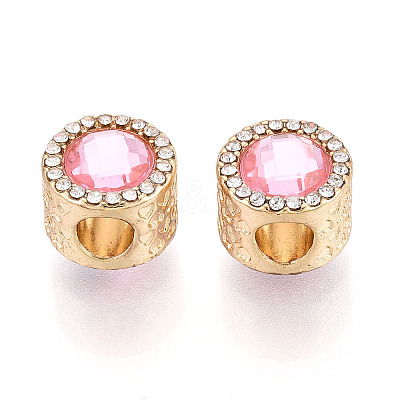 Rack Plating Alloy Rhinestone European Beads FIND-N011-04KCG-1