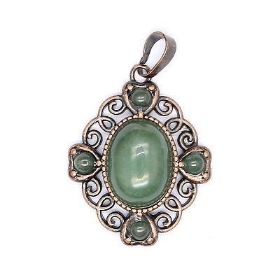 Retro Hollow Natural Aventurine Pendants PW-WG7B8C5-16-1
