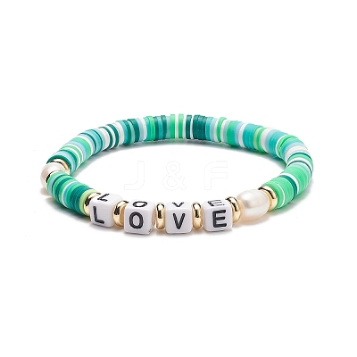10Pcs 10 Color Handmade Polymer Clay Disc Surfer Stretch Bracelets Set BJEW-JB08873-1