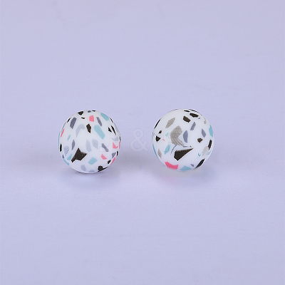 Printed Round Silicone Focal Beads SI-JX0056A-18-1