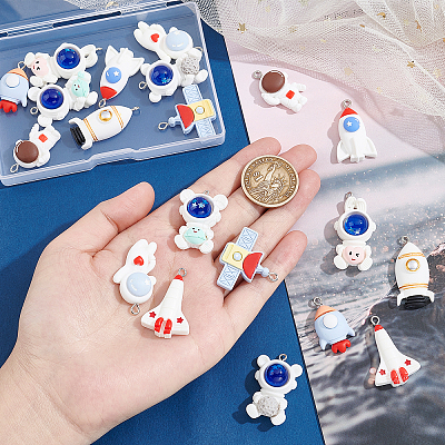 20Pcs 10 Styles Space Theme Opaque Resin Pendants FIND-PH0006-16-1