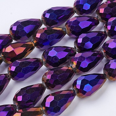 Electroplate Glass Beads Strands X-EGLA-D017-15x10mm-6-1