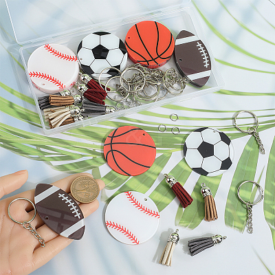 DIY Sports Ball Acrylic Pendant Keychain Making Kits DIY-SP0001-43-1