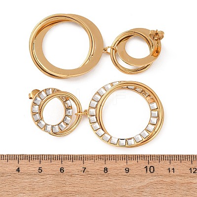 304 Stainless Steel & Glass Dangle Stud Earrings EJEW-T054-07G-1