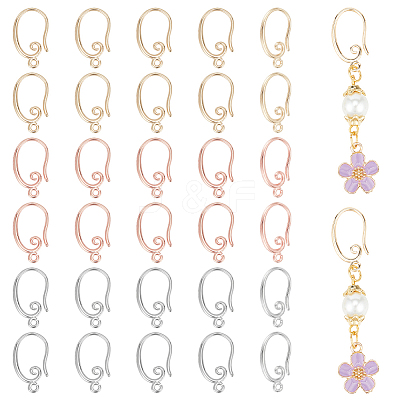 15 Pairs 3 Colors Brass Earring Hooks KK-BC0012-51-1