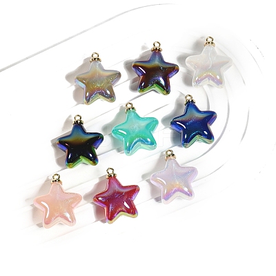 10Pcs UV Plated Iridescent Opaque Resin Pendants PW-WG9DE9F-11-1