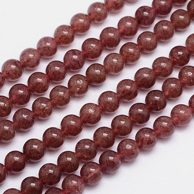 Natural Strawberry Quartz Round Bead Strands G-L411-25-8mm-1
