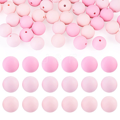 45Pcs 3 Colors Round Silicone Focal Beads SIL-TAD0001-01E-1