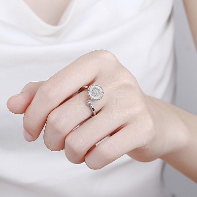 Rotatable Cat Eye Open Ring with Cubic Zirconia RJEW-Q776-01G-02-1