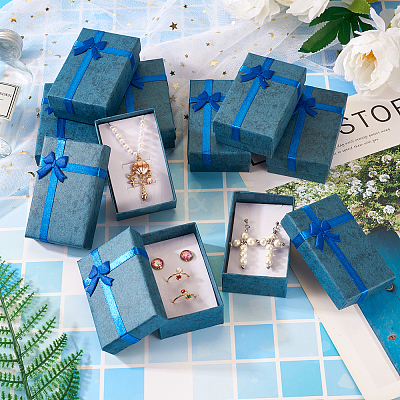Rectangle Paper Jewelry Gift Boxes with Bowknot CON-TAC0010-79B-1