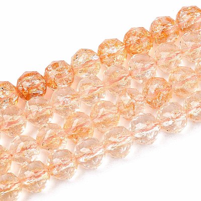 Crackle Transparent Glass Beads Strands X1-GLAA-N063-8mm-07-1
