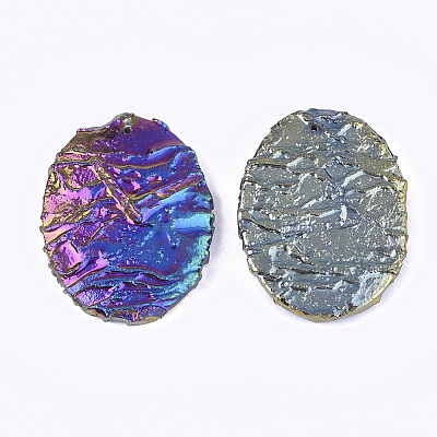 Electroplated Natural Dragon Blood Jasper Pendants G-S329-025-1