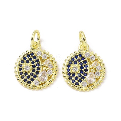 Golden Brass Micro Pave Cubic Zirconia Pendants KK-L209-056G-01-1