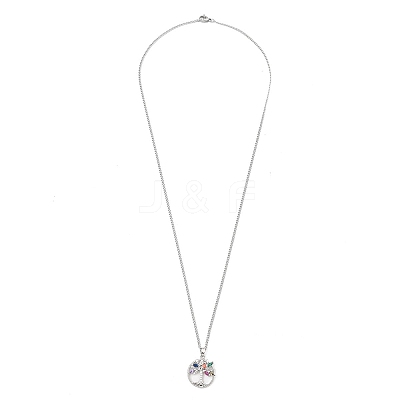 Brass Micro Pave Coloful Cubic Zirconia Pendant Necklaces NJEW-M211-03C-P-1