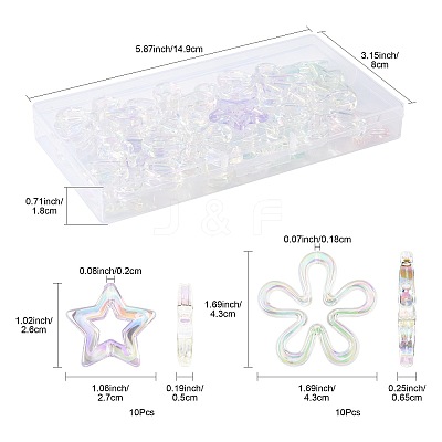 20Pcs 2 Styles Plated UV Acrylic Beads TACR-FS0001-61-1