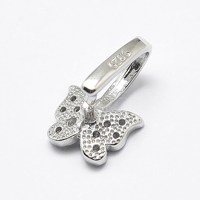 Anti-Tarnish Rhodium Plated 925 Sterling Silver Micro Pave Cubic Zirconia Pendant Bails STER-P034-13P-1