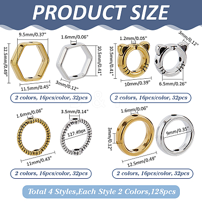 128Pcs 8 Styles Alloy Bead Frame FIND-WR0012-02-1