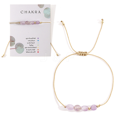 Chakra Adjustable Natural Amethyst Bead Braided Bead Bracelets UY1901-7-1