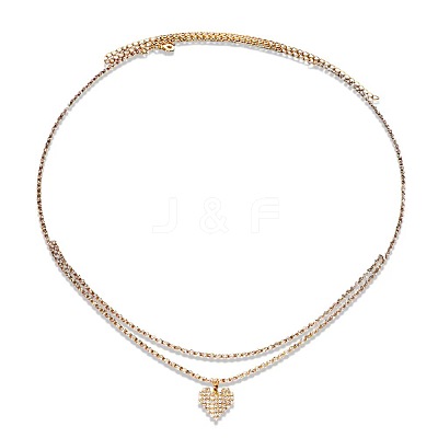 Alloy Crystal Rhinestone Charm Double Layer Waist Belly Chains for Women FS-WGAF3AB-01-1