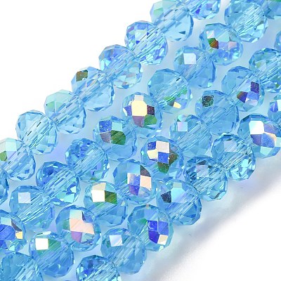 Electroplate Transparent Glass Beads Strands EGLA-A046-01B-16-1
