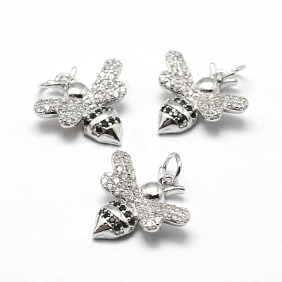 Brass Micro Pave Grade AAA Cubic Zirconia Charms ZIRC-P072-02P-NR-1