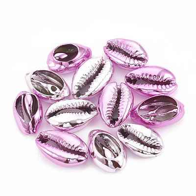 Electroplated Natural Cowrie Shell Beads X-SSHEL-S258-06D-1