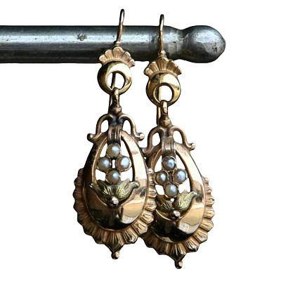 Alloy Imitation Pearl Oval Dangle Earrings FS-WG8B302-01-1