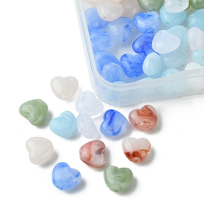 60Pcs 6 Colors Opaque Acrylic Beads MACR-FS0001-69-1