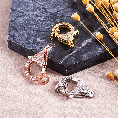 Brass Micro Pave Cubic Zirconia Lobster Claw Clasps ZIRC-TA0001-12-1