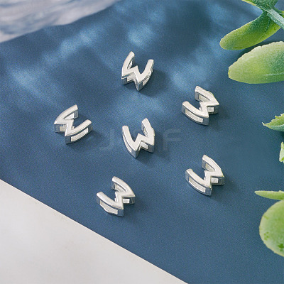 6Pcs 925 Sterling Silver Hollow Initial Beads STER-TA0001-53W-1