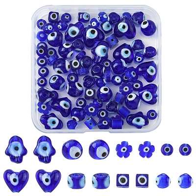 80Pcs 8 Styles Handmade Lampwork Evil Eye Beads LAMP-FS0001-38B-1