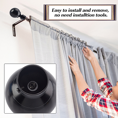 2Pcs Iron Round Curtain Rod Finials FIND-GF0002-96A-1