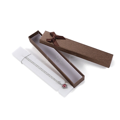 Rectangle Paper Necklace Boxes with Bowknot PW-WG89752-02-1