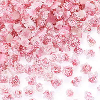 200Pcs Flower & Butterfly Resin Cabochons CRES-TA0001-89E-1