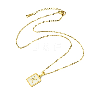 Ion Plating(IP) Rectangle with Initial Letter 304 Stainless Steel Pendant Necklace NJEW-R265-04G-K-1