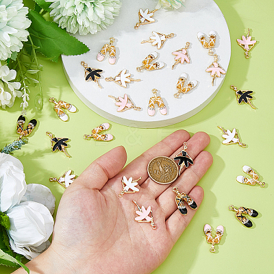 36Pcs 6 Styles Alloy Enamel Pendants ENAM-DC0001-98-1