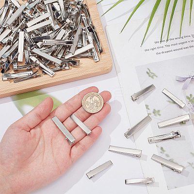 100Pcs 2 Styles Iron Flat Alligator Hair Clip Findings IFIN-SC0001-65-1