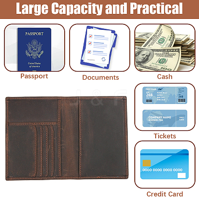 Rectangle Leather Travel Passport Wallet Cover AJEW-WH20096-54A-1