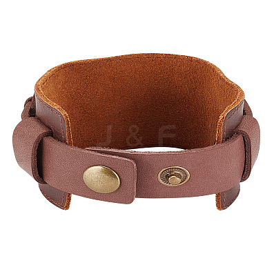 1Pc Punk Style PU Leather Cord Bracelets for Men BJEW-LP0001-19-1