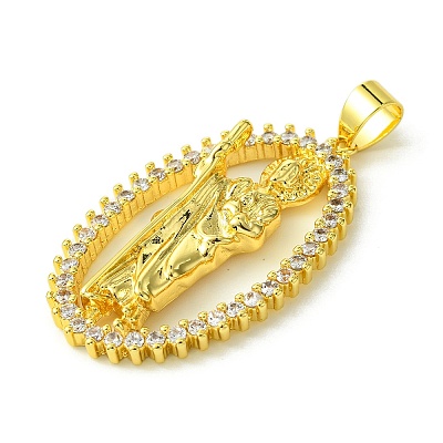 Brass Micro Pave Clear Cubic Zirconia Pendants KK-H472-42A-G-1