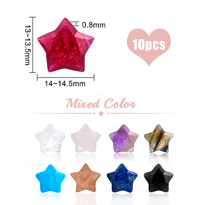9pcs 9 style Natural Mixed Gemstone Charms G-BC0001-18-1