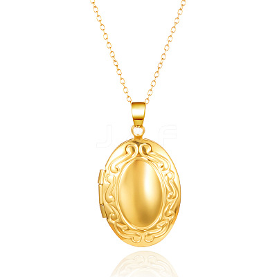 304 Stainless Steel Oval Photo Locket Pendant Necklaces for Women WGCD98A-01-1