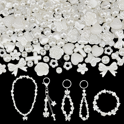 500Pcs 14 Styles Imitated Pearl Acrylic Beads PACR-OC0001-01-1