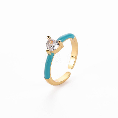 Brass Enamel Cuff Rings RJEW-T016-31I-NF-1