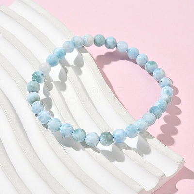Round Natural Hemimorphite Beaded Stretch Bracelets for Men Women BJEW-B136-01A-1