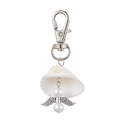 Angel Alloy & Natural Shell Pendant Decorations HJEW-JM02016-01-1