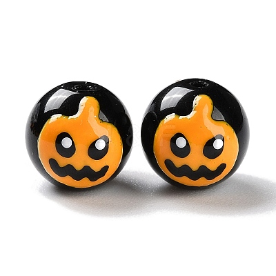 Halloween Themed Baking Paint Glass Beads Strands LAMP-L078-001B-1