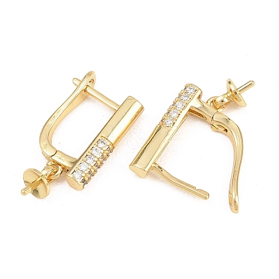 Brass Micro Pave Clear Cubic Zirconia Hoop Earring Findings KK-Z158-01G-1