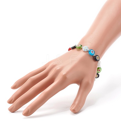 Handmade Millefiori Lampwork Beads Stretch Bracelet for Teen Girl Women Gift BJEW-JB06847-01-1